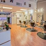 Home Spacious and stylish hair salon interior in Del Mar, CA showcasing chic design.